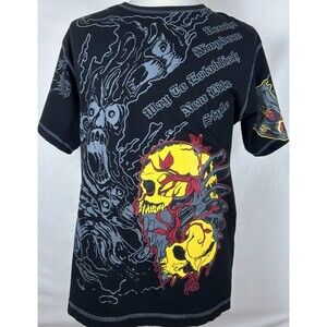 Vercho Men’s X-Large Shirt Tattoo Flames Skull Graphic Grunge Heavyweight